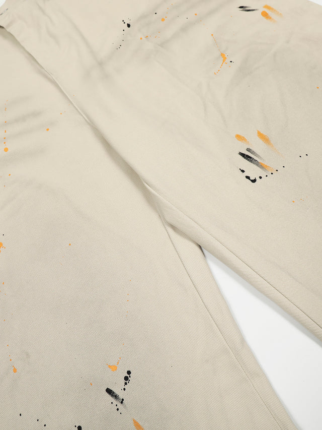 Paint-Splatter Smudge-Detail Curved Baggy Pants