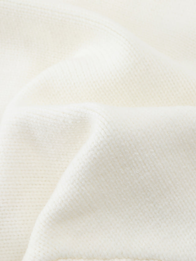 Ribbon-Woven Cable-Knit Asymmetrical Turtleneck Regular-Fit Sweater