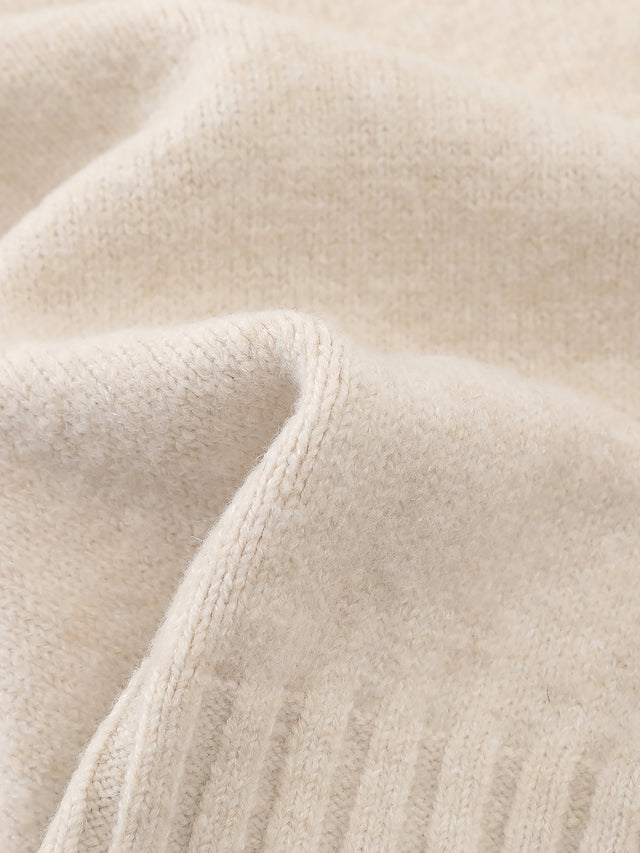 Wool-Blend Cable-Knit Asymmetrical-Collar Slim-Fit Short-Sleeve Sweater