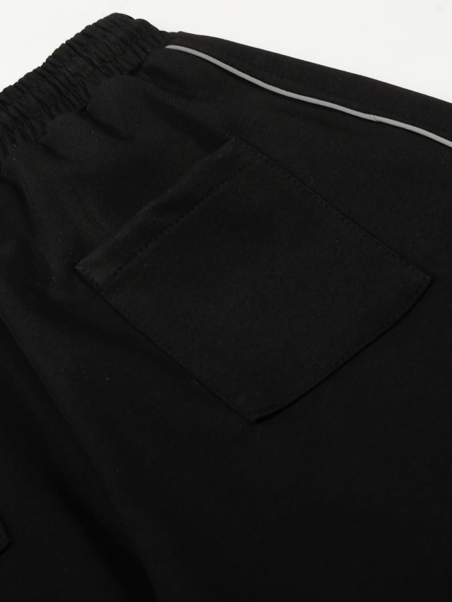Reflective Piping Cursive Script Embroidered Baggy Sweatpants