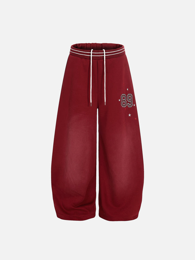 Number and Star-Embroidered Baggy Sweatpants