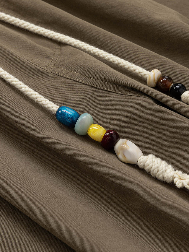 Beaded Drawstring Pleated Baggy Barrel Pants