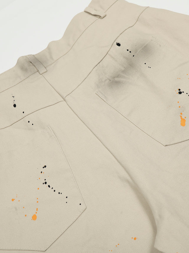 Paint-Splatter Smudge-Detail Curved Baggy Pants