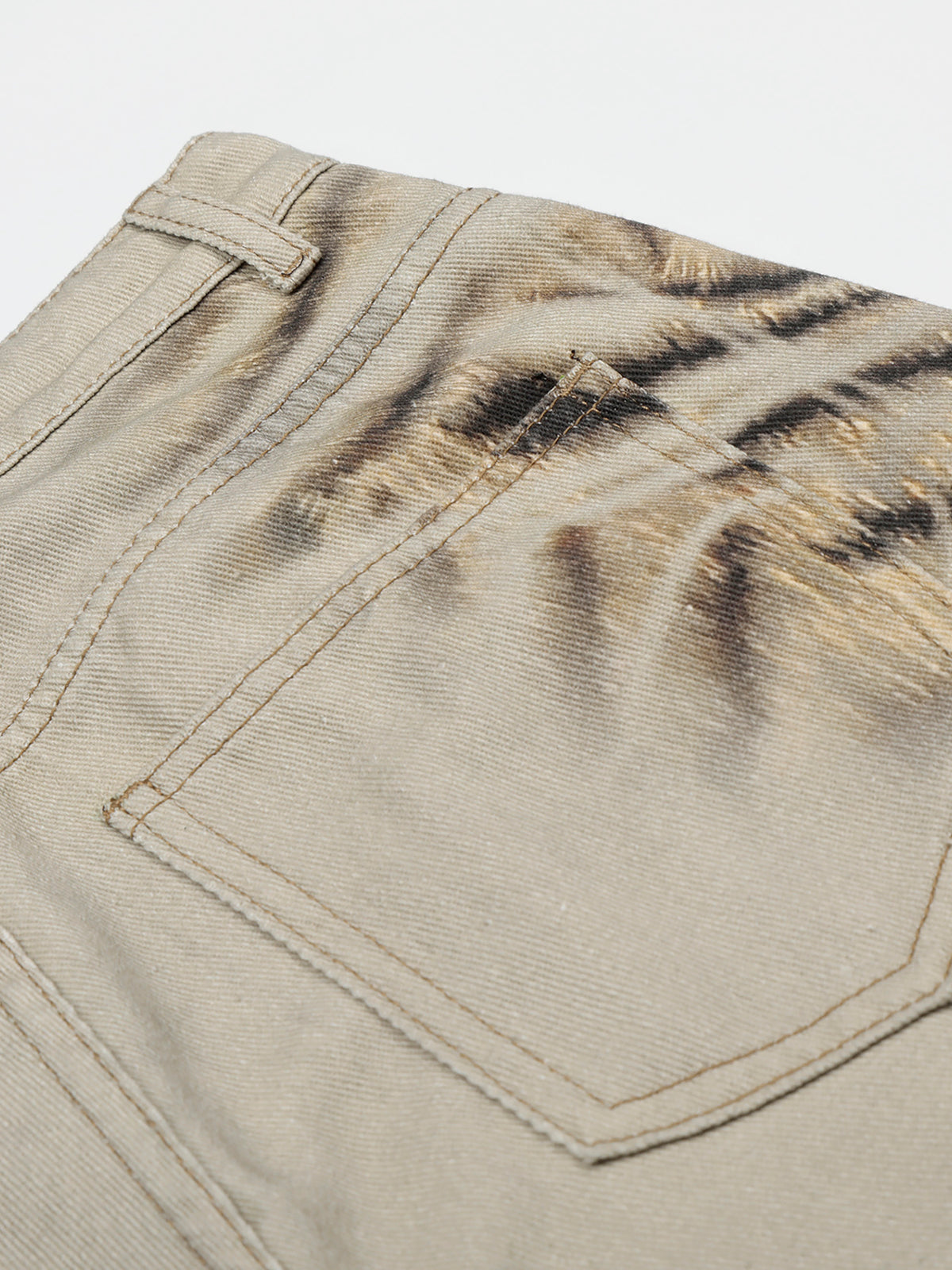 Vintage Washed Tiger Print Wide Leg Denim Pants