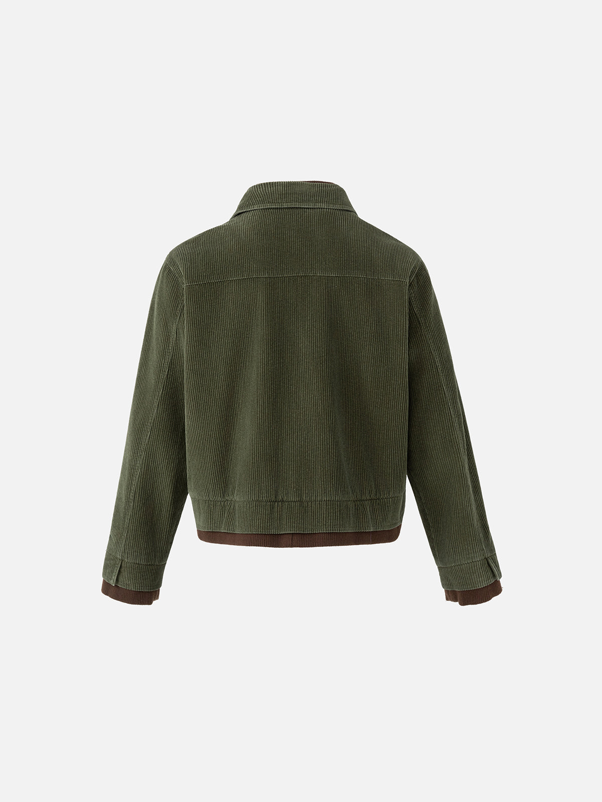 Star-Button Double-Layer Boxy Corduroy Jacket