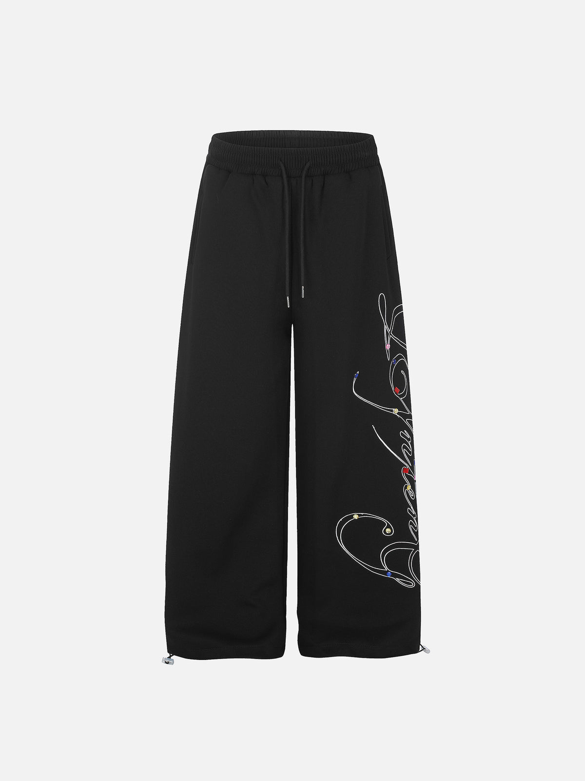 Embellished Script Graphic Baggy Sweatpants