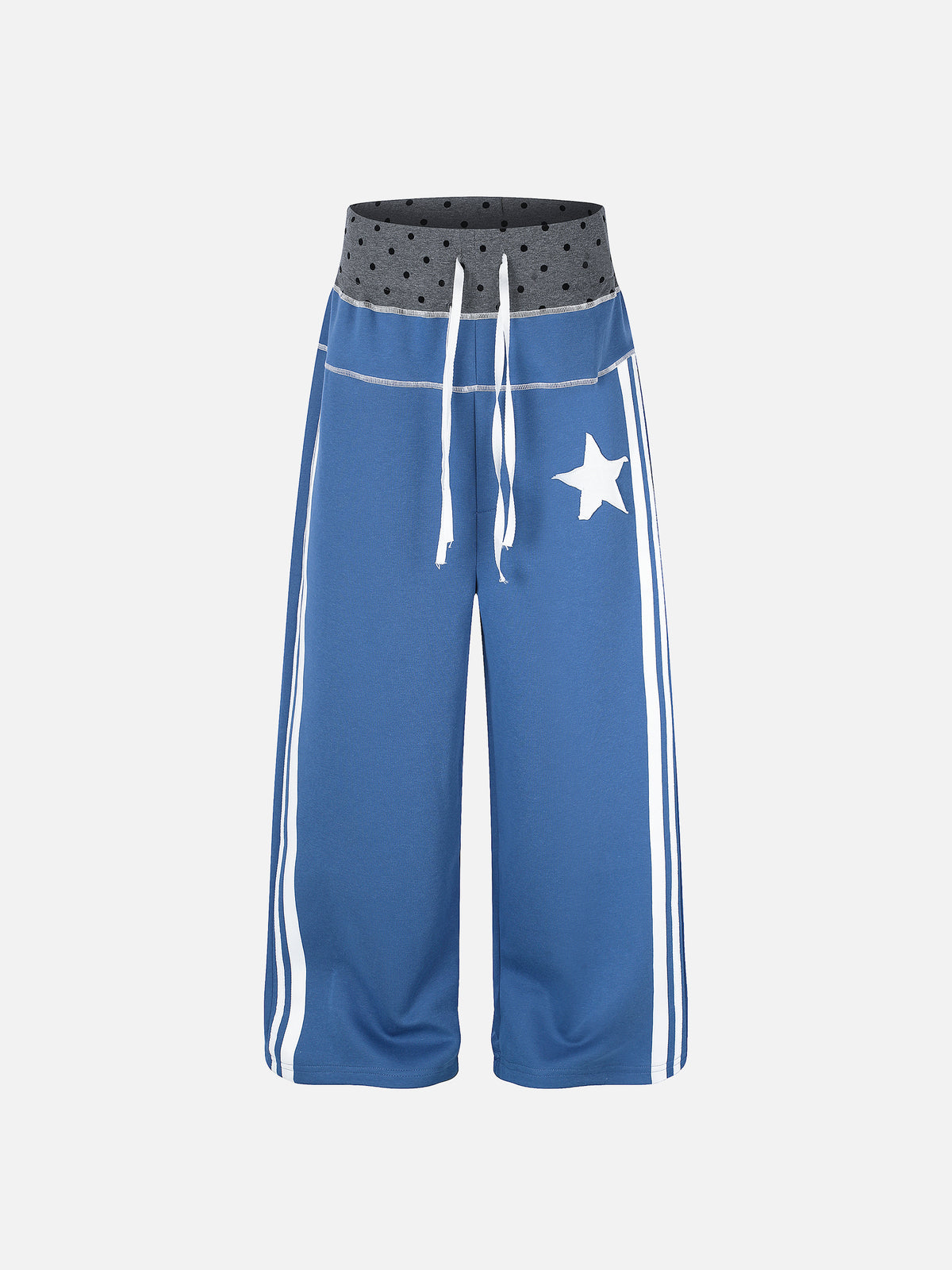 Star-Appliqué Double-Waistband Baggy Track Pants