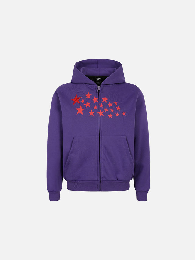 Star-Print Boxy Zip-Up Hoodie