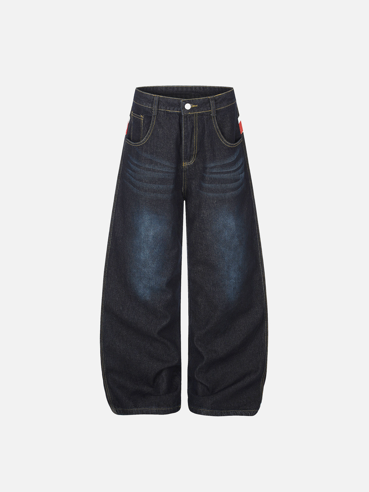 Flag Panel Washed Baggy Jeans