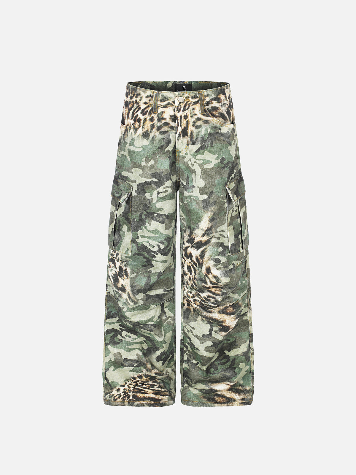Camo and Leopard-Print Panelled Baggy Cargo Jeans