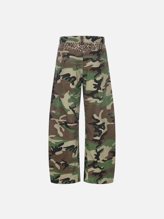 Camo and Leopard-Print Panelled Baggy Cargo Pants