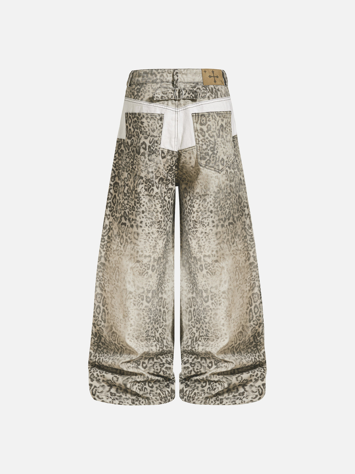 Washed Leopard-Print Super-Baggy Jeans