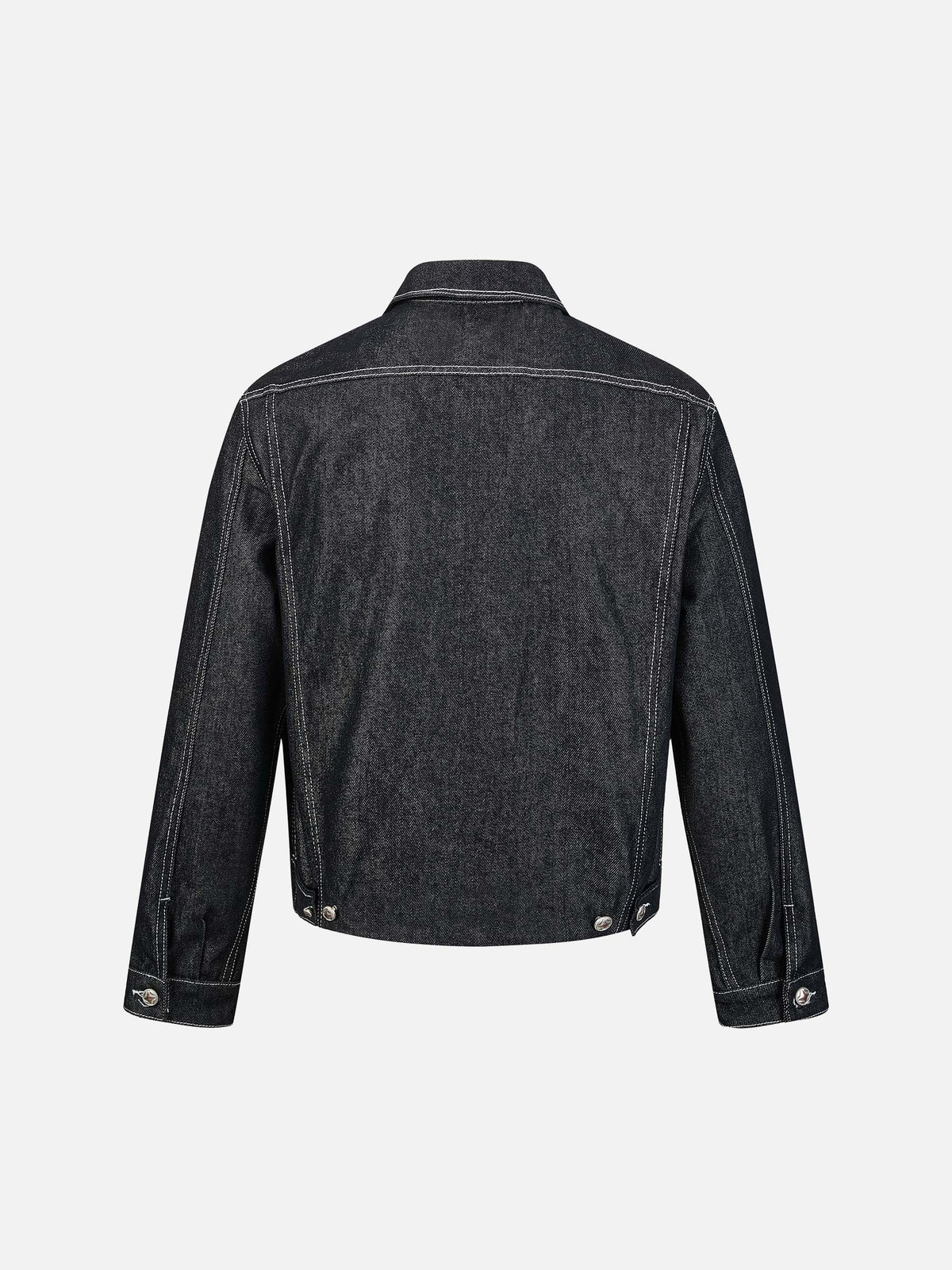 Rivets and Side Seam Stitching Boxy Fit Denim Jacket