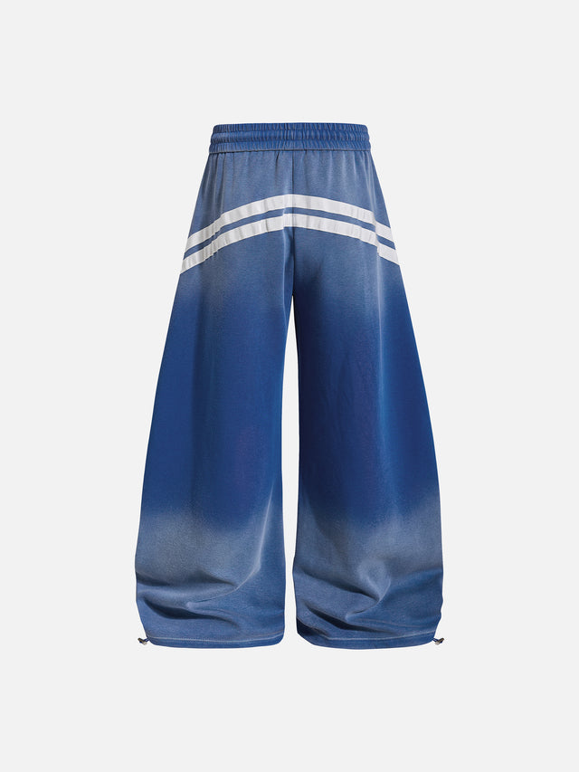 Distressed-Print Super-Baggy Curved-Leg Track Pants