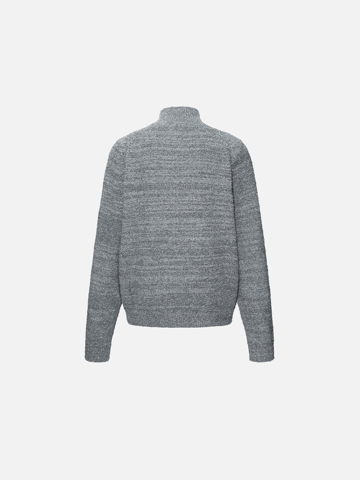 Rabbit Outline Graphic Stand Collar Knit Zip Cardigan