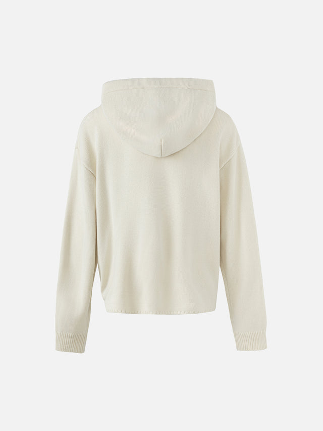 Napoleonic-Inspired Braided-Trim Relaxed-Fit Zip-Up Knit Hoodie