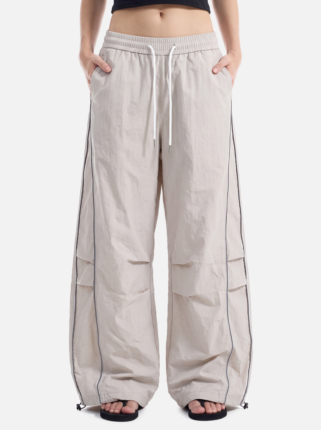 Reflective Piping Parachute Baggy Track Pants