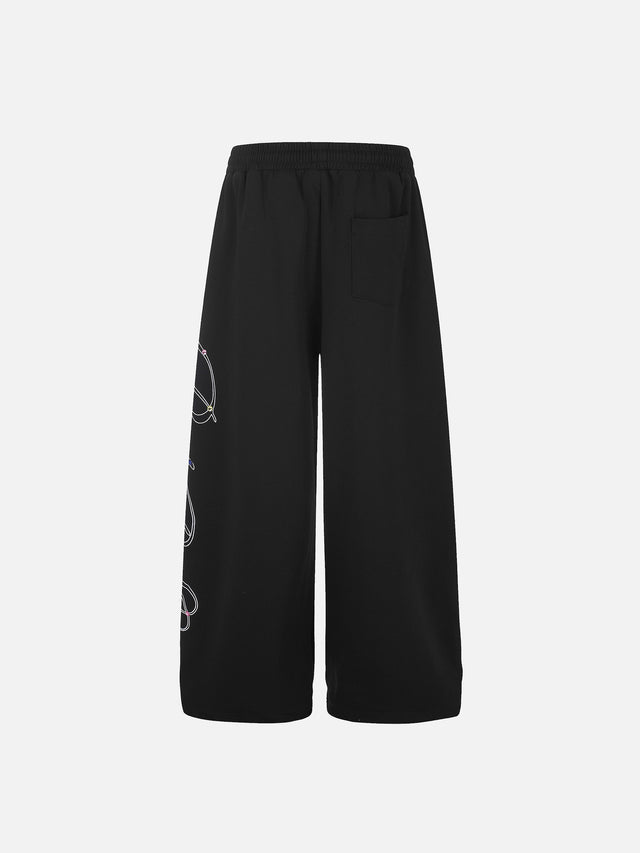 Embellished Script Graphic Baggy Sweatpants