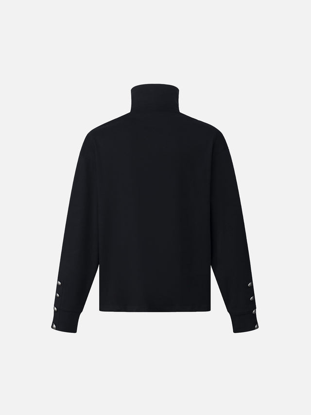 Sheet-Music Print Buckle-Detail Relaxed-Fit Half-Zip Sweatshirt