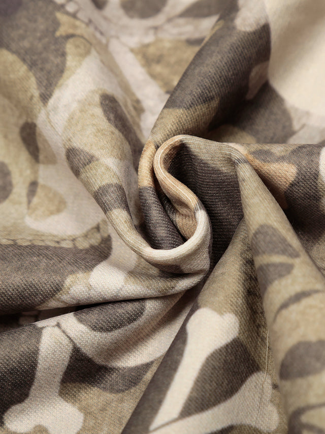 Skull Camo Fur-Trim Boxy Zip-Up Hoodie