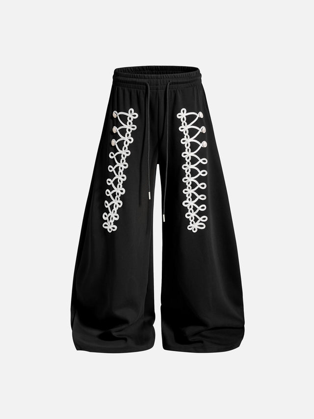 Napoleonic-Inspired Braided-Trim Super-Baggy Sweatpants