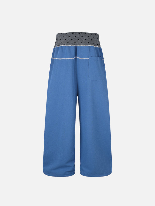 Star-Appliqué Double-Waistband Baggy Track Pants
