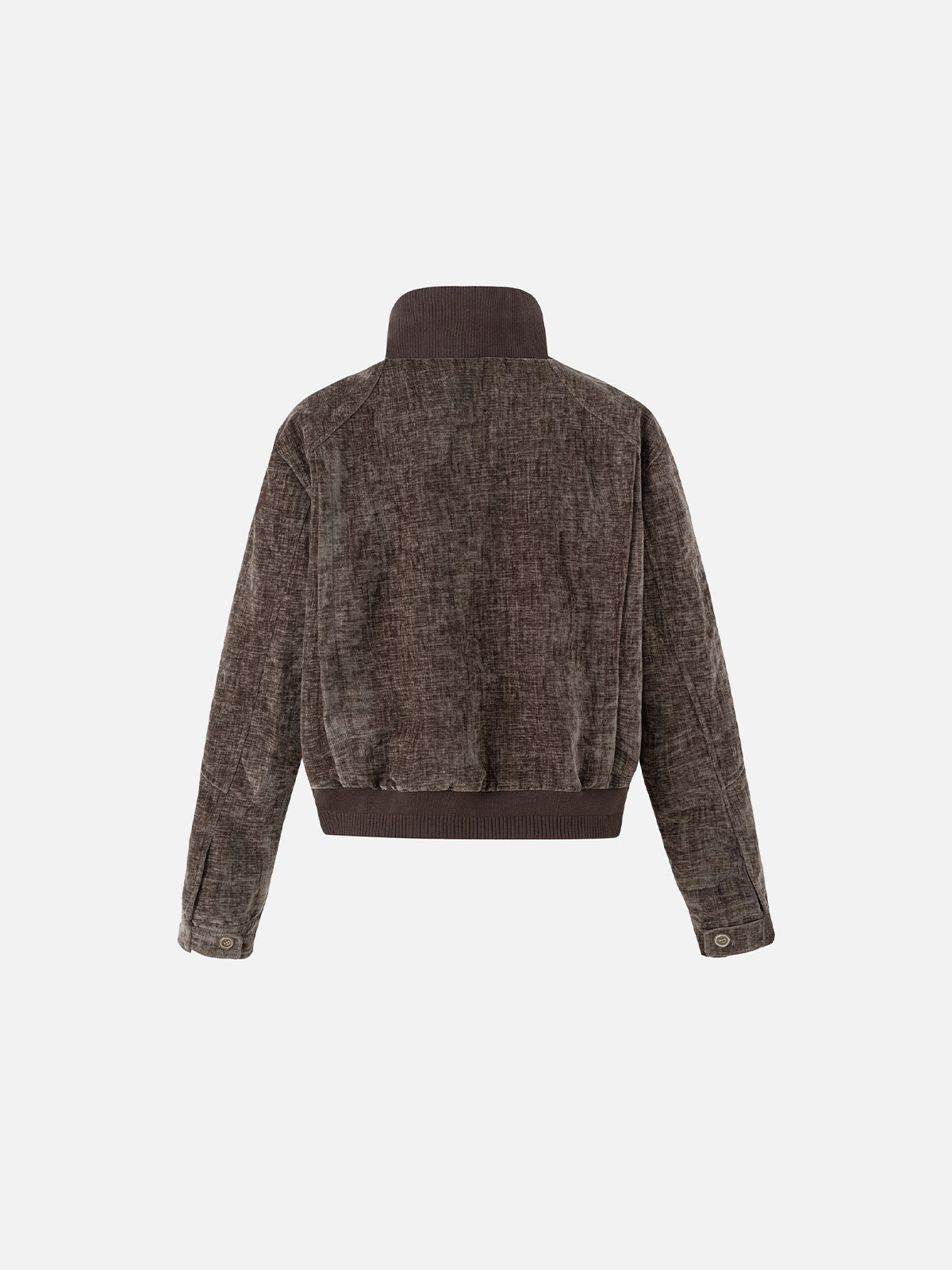 Vintage-Washed Mixed-Button Boxy Bomber Jacket