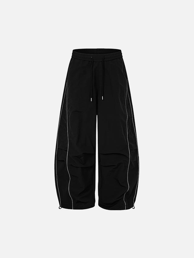 Reflective Piping Parachute Baggy Track Pants