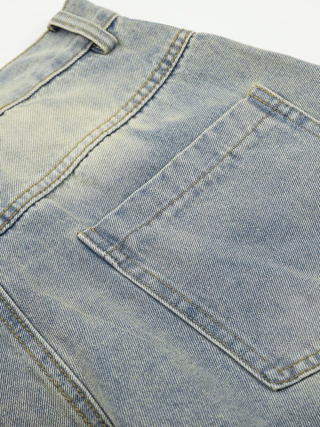 Distressed Star-Embroidered Baggy Barrel Jeans