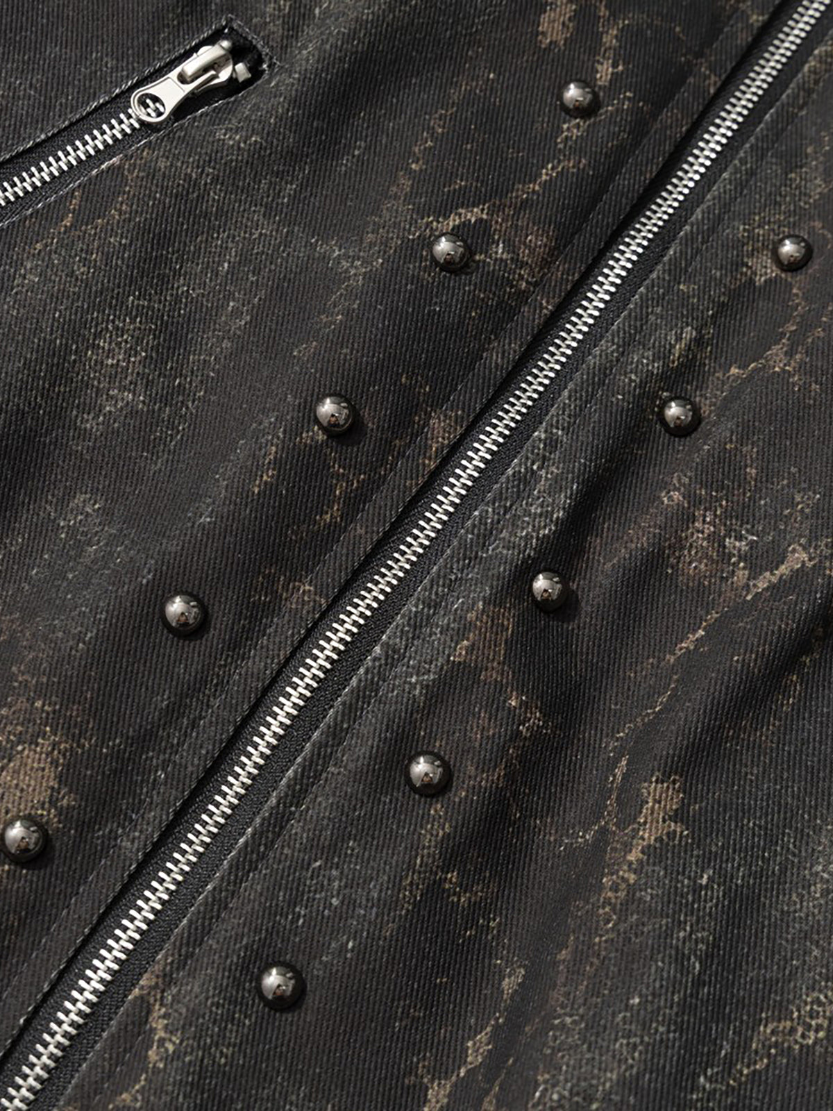 Studded Faux-Fur Trim Multi-Zip Buckled Boxy Bomber Jacket