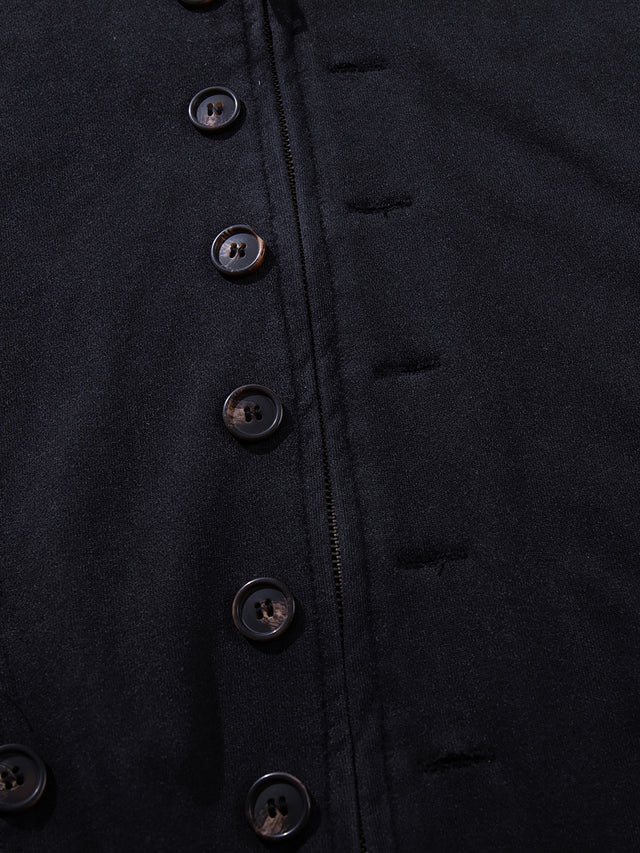 Button-Embellished Boxy Zip-Up Hoodie