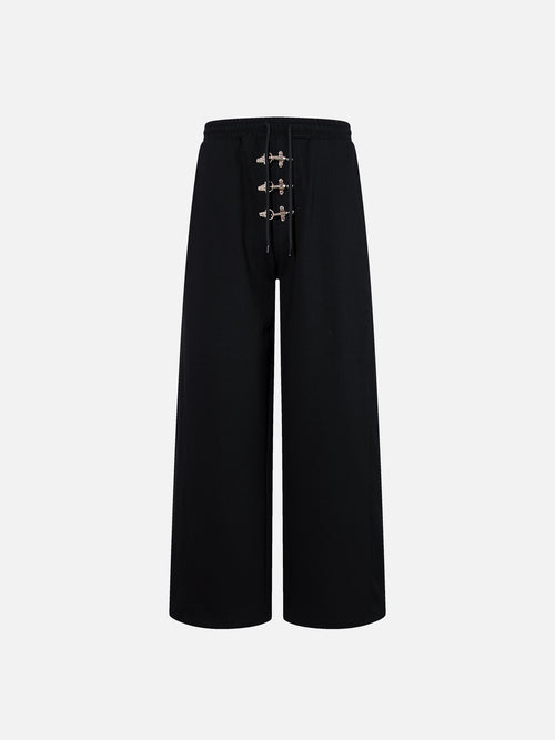 Clasp-Buckle Straight-Leg Sweatpants