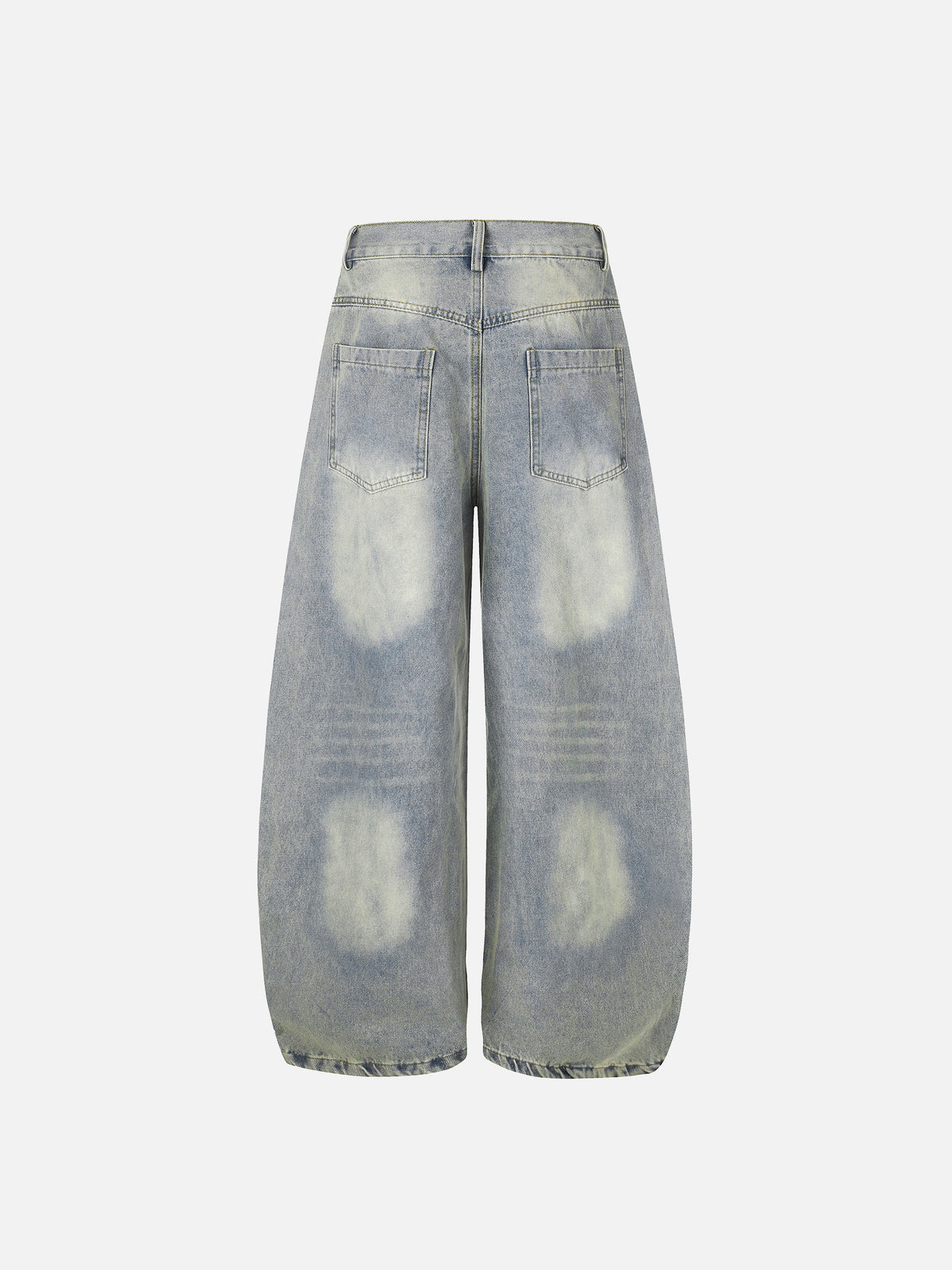 Distressed Star-Embroidered Baggy Barrel Jeans
