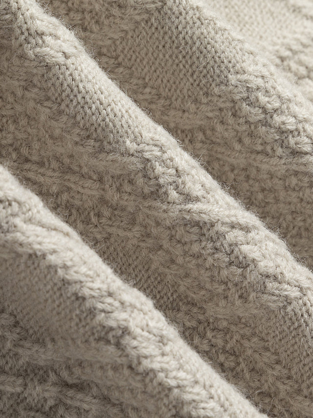 Animal-Motif Fair Isle Cable-Knit Cardigan