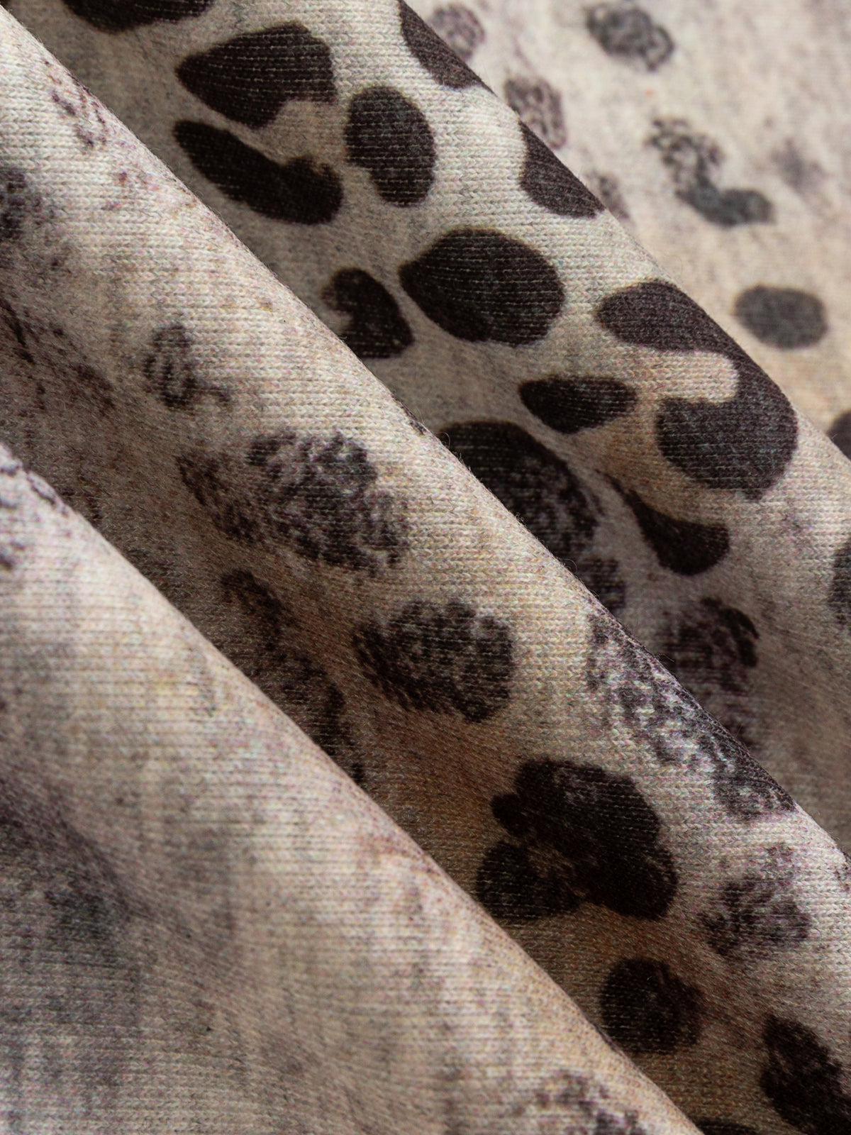 Washed Leopard-Print Embroidered Boxy Zip-Up Hoodie