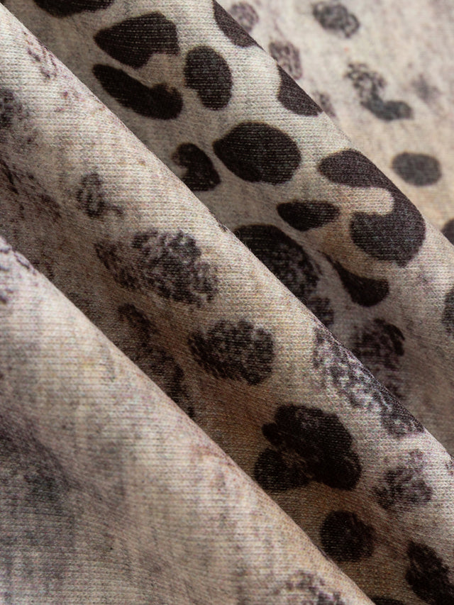 Washed Leopard-Print Embroidered Boxy Zip-Up Hoodie