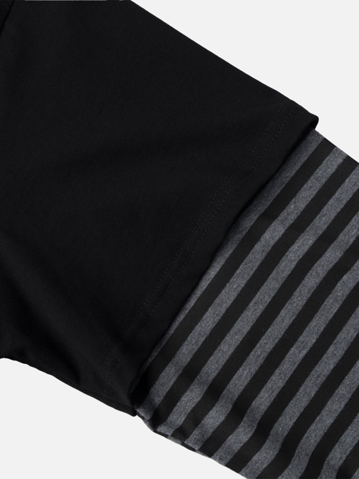 Sheet-Music Graphic Striped Layered-Sleeve Oversized Polo Shirt