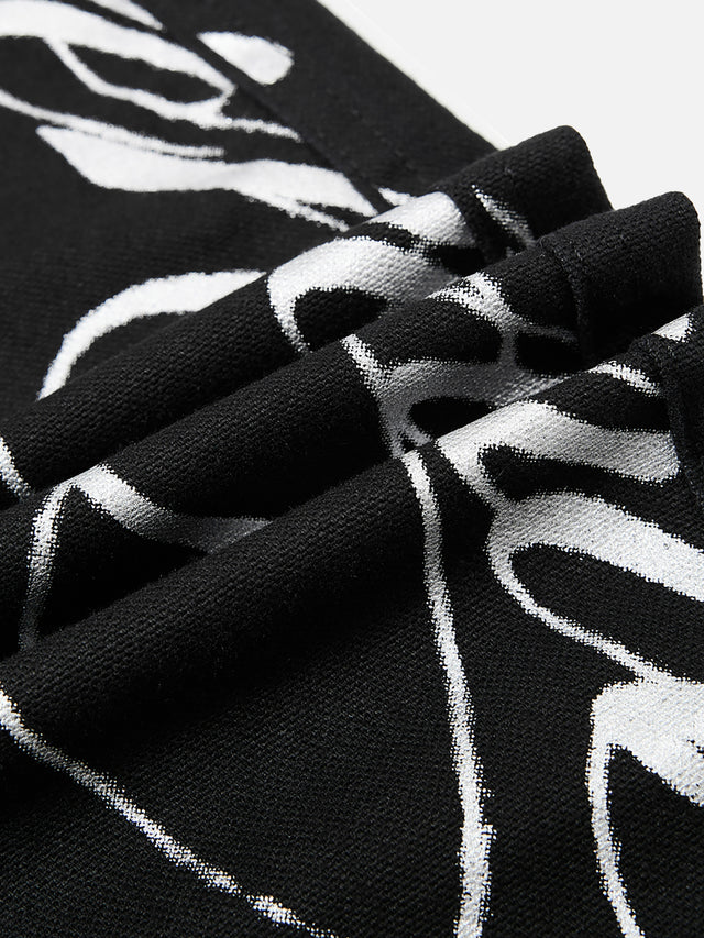 Script-Print Polka-Dot Panelled Super-Baggy Jeans