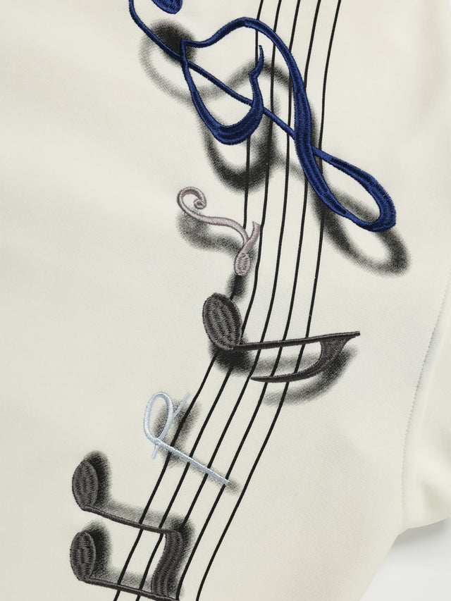 Airbrushed Musical Staff Embroidered Stand Collar Boxy Track Jacket