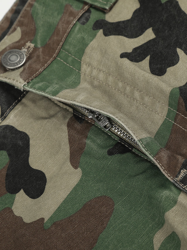 Camo and Leopard-Print Panelled Baggy Cargo Pants