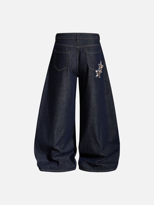 Leopard Patch Star Super-Baggy Denim Jeans