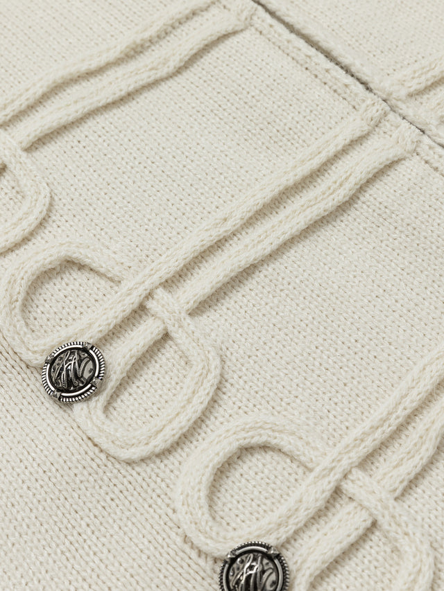 Napoleonic-Inspired Braided-Trim Relaxed-Fit Zip-Up Knit Hoodie