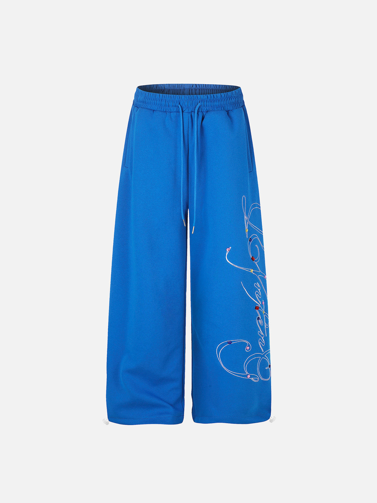 Embellished Script Graphic Baggy Sweatpants