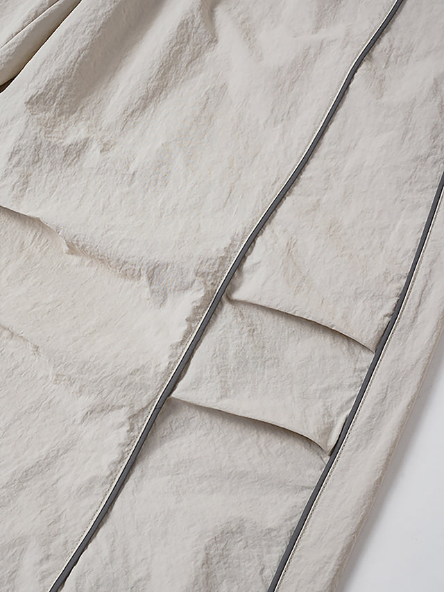 Reflective Piping Parachute Baggy Track Pants