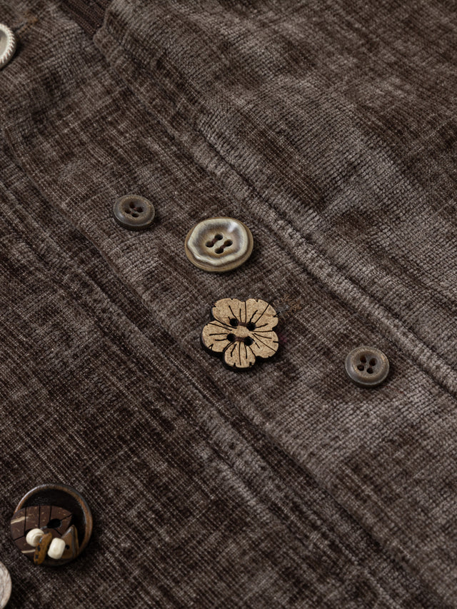 Vintage-Washed Mixed-Button Boxy Bomber Jacket
