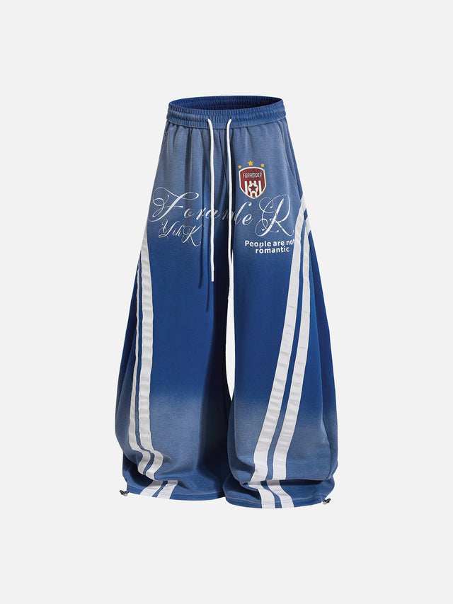 Distressed-Print Super-Baggy Curved-Leg Track Pants