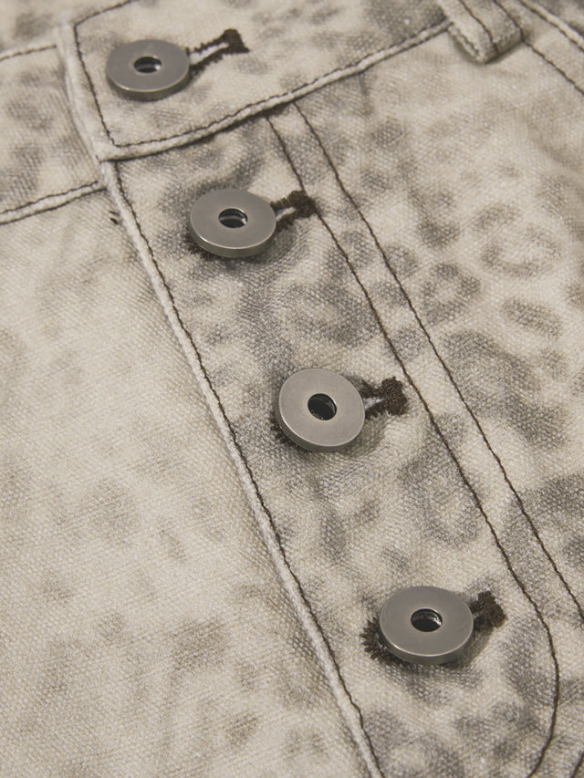Washed Leopard-Print Super-Baggy Jeans
