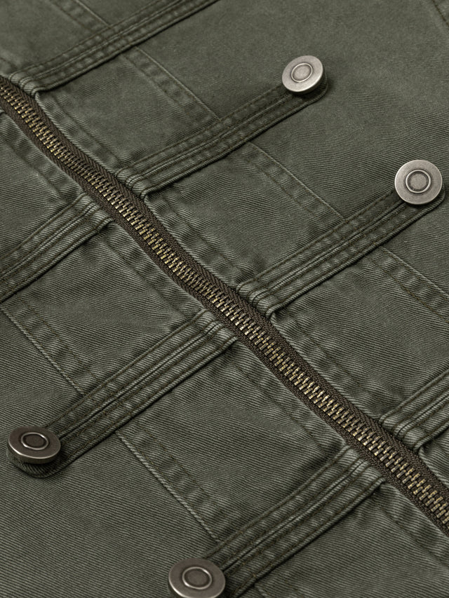 Napoleonic-Inspired Washed Cropped Denim Jacket