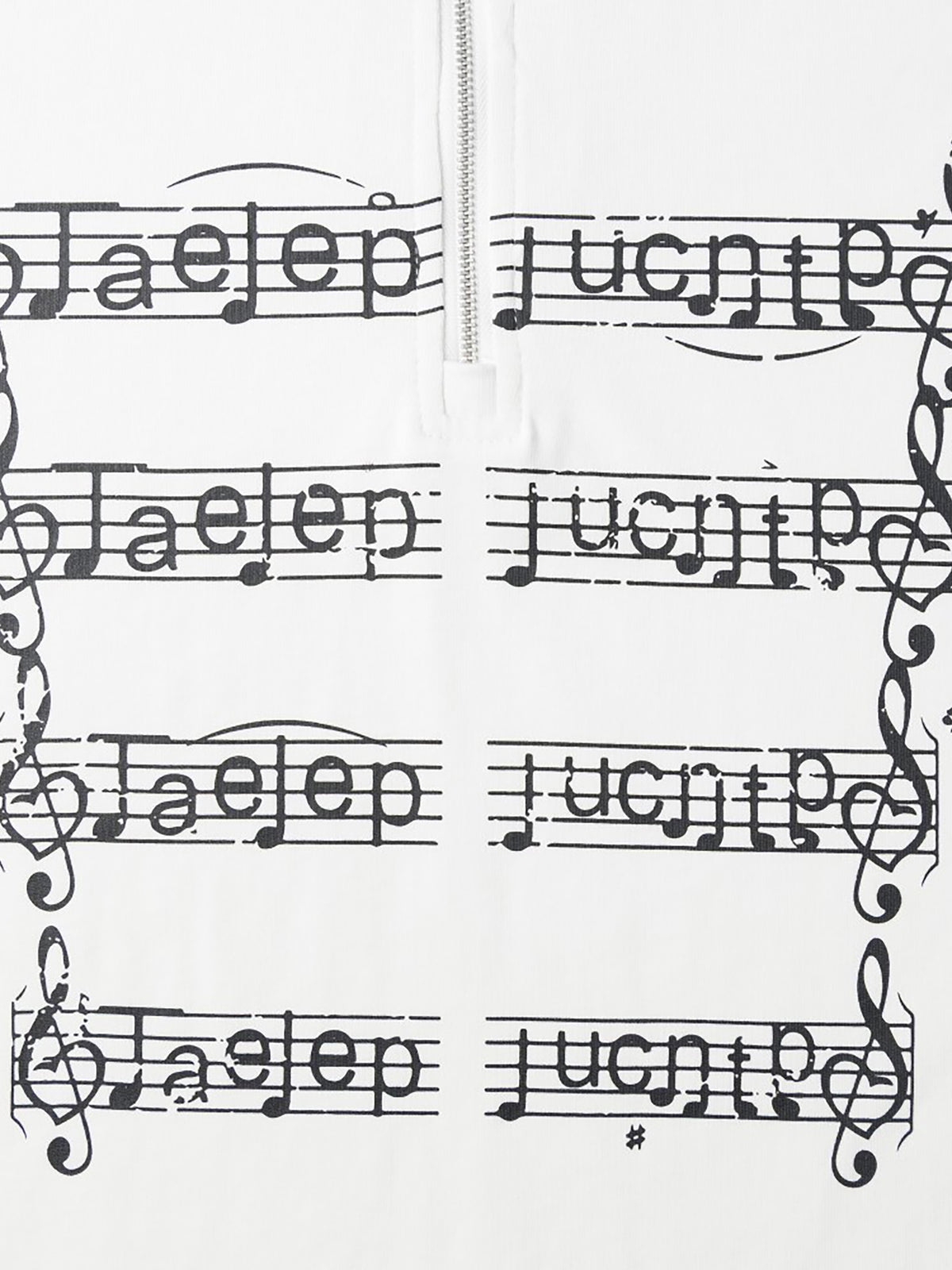 Sheet-Music Print Buckle-Detail Relaxed-Fit Half-Zip Sweatshirt
