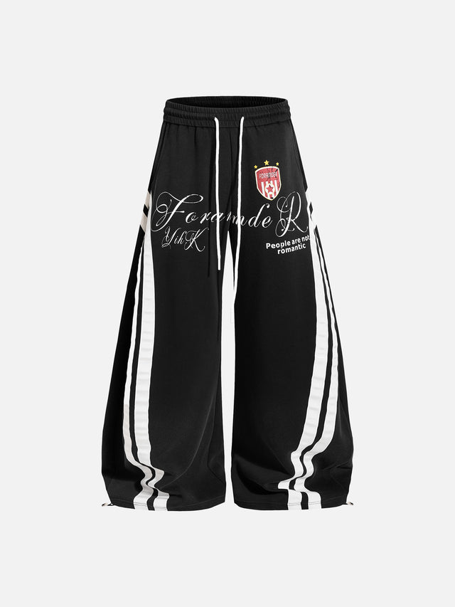 Distressed-Print Super-Baggy Curved-Leg Track Pants